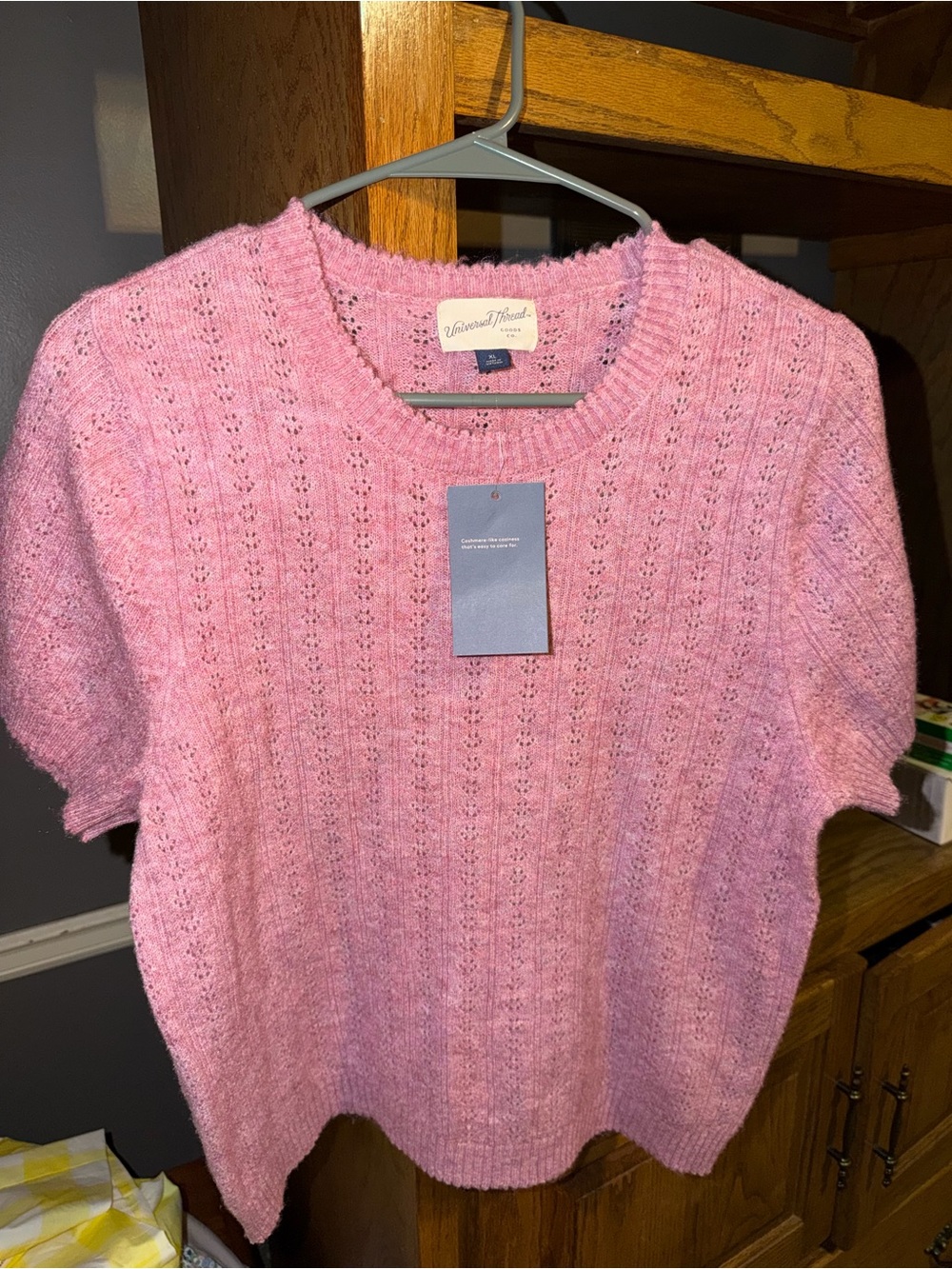 Universal Thread | Pink Knit Short Sleeve Sweater, size XL NWT